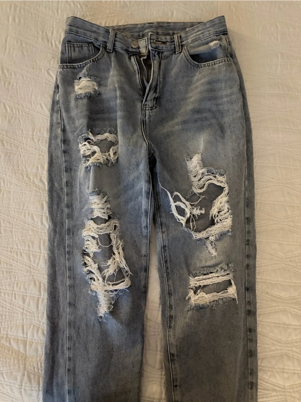 SHEIN women’s Light Blue Ripped Skinny Jeans
